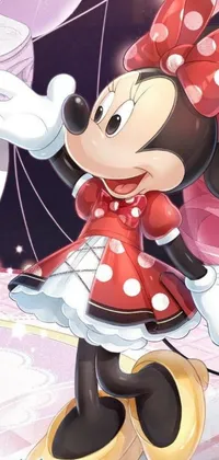 This <a href="/">animated phone wallpaper</a> features an adorable Minnie Mouse cartoon by Disney