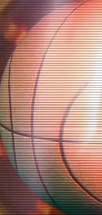 This dynamic phone live wallpaper features a close-up of a basketball on a retro TV screen, set in a neon synthwave style for an 80s-inspired aesthetic