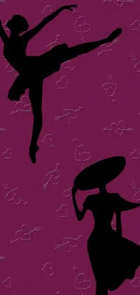This live phone wallpaper portrays two people standing in mid-air amid intricate, arabesque patterns on a dark purple background
