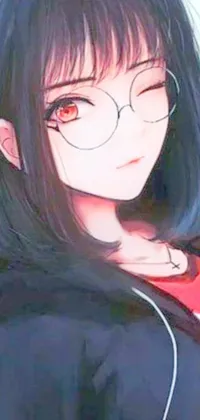 This is a stunning phone live wallpaper featuring a detailed anime-style illustration of a person wearing glasses