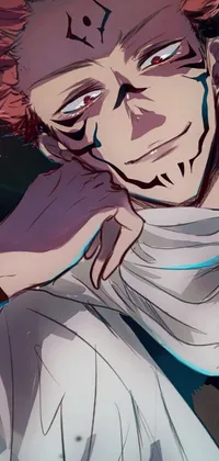 This live phone wallpaper features a close-up view of a red-haired person's face
