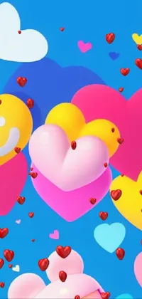 This stunning phone live wallpaper features a 3D render of a person standing in front of a background of colorful hearts