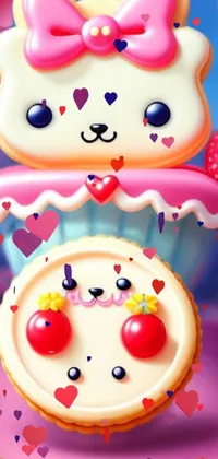 This adorable live wallpaper features a pink plate topped with a frosted cupcake, a tower of sprinkled ice cream, and a hand holding a spoon