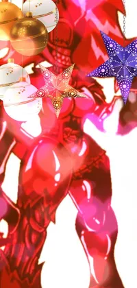 Get ready for an edgy and vibrant phone background with this live wallpaper! Featuring a striking red demon armor, the cartoon character has fully robotic features, resembling a catgirl with a fur art touch
