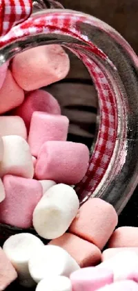 Pink Heart Shaped Marshmallows Background Stock Photo - Download