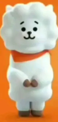 This cheerful live wallpaper features a delightful toy dog up close against a vibrant orange background
