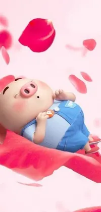 This charming cartoon Pig and Flower phone live wallpaper adds a touch of whimsy to your device