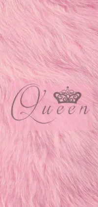 This phone live wallpaper features a stunning pink fur with a crown, designed by a high-end fashion house