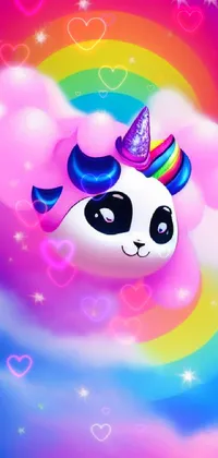 Get this adorable live wallpaper for your phone and enjoy the sight of a cute panda bear sitting on a fluffy, white cloud