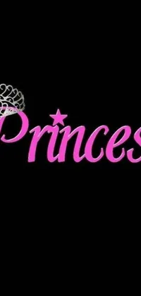 This live wallpaper showcases a stylish pink princess logo contrasted beautifully with a black background