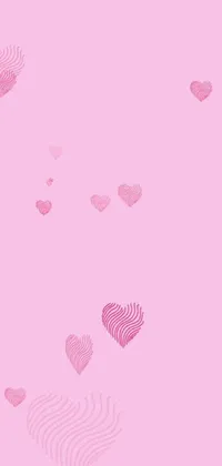 Looking for a fun and flirty live wallpaper for your phone? Check out this adorable design featuring floating pink hearts on a soft pink background