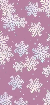Get lost in a sea of holographic snowflakes on a stunning lilac background with this phone live wallpaper