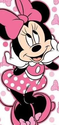 Create a whimsical display on your phone with this vibrant Minnie Mouse live wallpaper