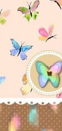 Get mesmerized by the charming beauty of this lively and cheerful butterfly-themed phone live wallpaper! Featuring adorable butterflies that fly around, against a pastel pink background, this wallpaper is perfect for uplifting your mood! The soft rainbow colors and gentle aesthetic add to its overall charm, making it all the more suitable for those who love creativity and happiness
