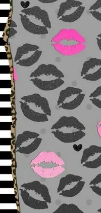 Looking for a bold and eye-catching phone wallpaper? Check out this black and white striped design with vivid pink lips, perfect for creating a moody and atmospheric vibe
