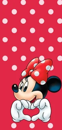 Looking for a lively phone live wallpaper that's both fashionable and fun? Check out this polka dot Minnie Mouse wallpaper, inspired by pop art and featuring a red background! Its close-up panel design ensures Minnie takes center stage, with vibrant details visible in high-quality resolution