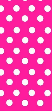 This live wallpaper features a fun and playful design with a pink background and white polka dots
