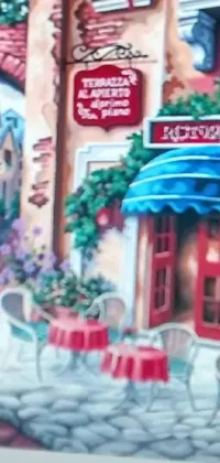 This live wallpaper delivers a breathtaking Italian restaurant scene painted with stunning detail and vibrant colors