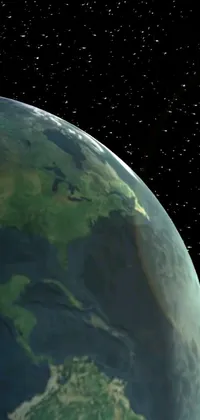 Transform your phone screen with this stunning live wallpaper featuring a view of earth from space with stars in the background
