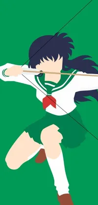 This phone live wallpaper showcases a breathtaking image of a girl holding a bow and arrow, perfect for anime enthusiasts and fans of traditional Japanese culture