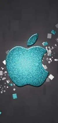 This phone live wallpaper boasts a blue apple logo on a black digital background