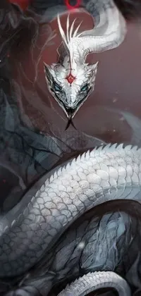 This live wallpaper features a white dragon on a tree in an ethereal eel-like design