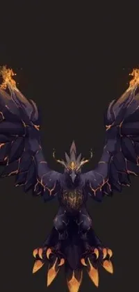 Transform your phone screen with this stunning live wallpaper featuring a fierce and powerful black-winged bird from the World of Warcraft universe