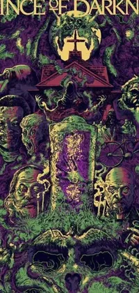 This phone live wallpaper features a hauntingly detailed design, reminiscent of classic horror movie posters