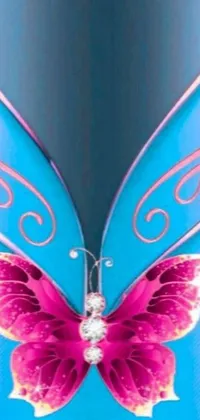 This stunning phone live wallpaper features a digitally rendered butterfly set against a beautiful blue background