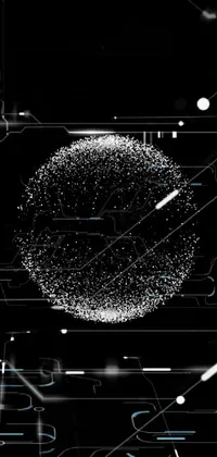 This black and white live wallpaper features a stunning image of a sleek sphere by a renowned digital artist