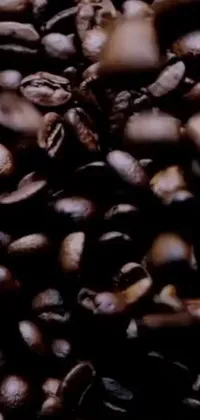 This phone live wallpaper showcases a stunning close-up shot of coffee beans in a square format ideal for Instagram