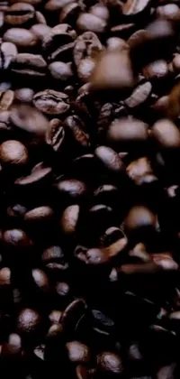 This stunning live phone wallpaper captures a close up of coffee beans in exquisite detail