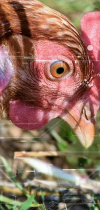 Looking for a unique live wallpaper for your smartphone? Check out this modern, sharp photo of a chicken in the grass