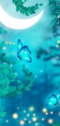 Plant Blue Butterfly Live Wallpaper