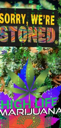 This dynamic phone live wallpaper features a stunning marijuana plant as its focal point, surrounded by a colorful and eye-catching background design