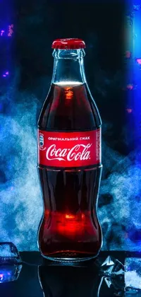 This stunning phone live wallpaper showcases a Coca-Cola bottle on a table, captured by a skilled photographer