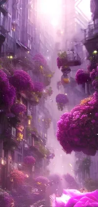 Plant Building Purple Live Wallpaper
