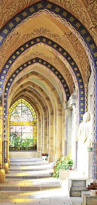 Experience the magic of a neo-gothic hallway on your phone with this stunning live wallpaper