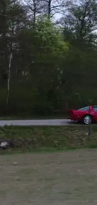 This live wallpaper features a Honda NSX parked on the side of a forest road
