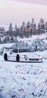 Decorate your phone screen with an exhilarating live wallpaper featuring a fast and furious sports car whizzing through a snowy landscape