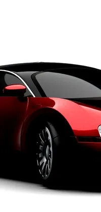 This stunning phone live wallpaper showcases a red and black Bugatti Veyron on a white background