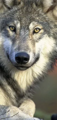 Get up close and personal with the fierce beauty of nature by downloading this stunning phone live wallpaper featuring a captivating wolf
