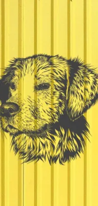 This live wallpaper is a stunning modern design featuring a colorful stipple painting of a dog on a bright yellow wall