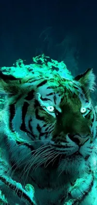 This stunning live wallpaper features an up-close view of a majestic tiger in its natural habitat