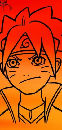 This lava live wallpaper features an anime-styled character with red hair in a devastated expression surrounded by flames, inspired by naruto artstyle
