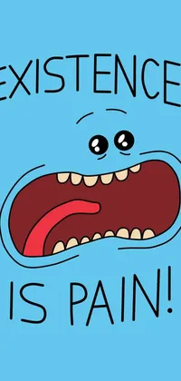 This captivating live wallpaper features a cartoon face with the poignant motto "existence is pain"