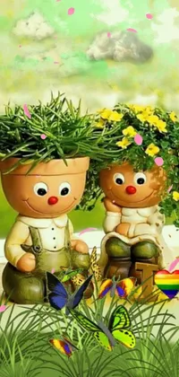 Plant Cartoon People In Nature Live Wallpaper