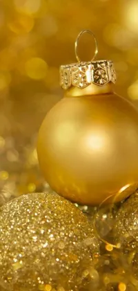 Plant Christmas Ornament Gold Live Wallpaper