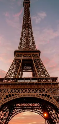 This phone live wallpaper features a stunning capture of the Eiffel Tower at sunset