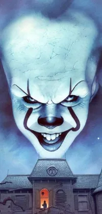 This phone live wallpaper showcases an eerie penny with the famous Pennywise clown in digital art form